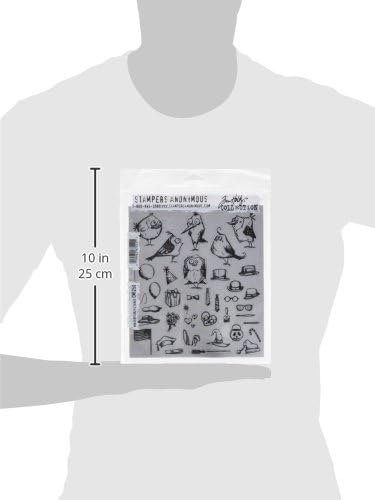 Самозалепващи Печати Анонимен CMS250 Mini Bird Crazy & Things от Тим Хольца, 7 на 8,5, Прозрачно фолио
