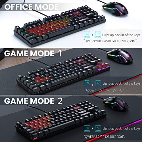 Комбинирана Жичен механична клавиатура SIMGAL и мишка, 89 клавиш, детска клавиатура с ириса на подсветката, цифровите бутони и в синьо ключа за лаптоп, PC Gamer, мишка с раз?