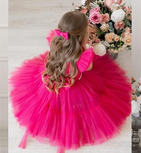 Adaniwli/Облечи Шаферките за по-големи момичета, Принцеса Рокля с отворен гръб, Тюлевое Сватбена Рокля с цветя модел за Момичета