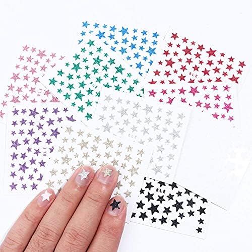10 Листа с Етикети за дизайн на ноктите под формата на звезди, Стикери За Дизайн на ноктите, 3D Самозалепващи