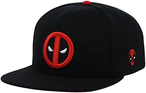 Marvel Deadpool Adult Fashion Регулируема бейзболна шапка възстановяване на предишното положение Плосък Bill Cap blk / red