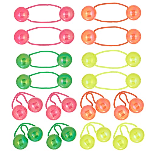Колекция Expressions, 16 бр. Големи Еластични гумени ленти за коса с топки, Неонови Цветни Гъвкави еластични