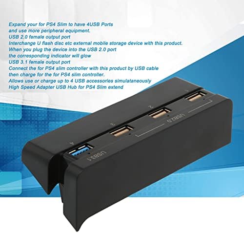 Зарядно Устройство AMONIDA Expansion Hub, Високоскоростен 4-Портов USB хъб, за по-Тънка конзола за Игри