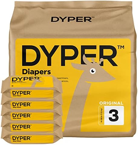DYPER Вискоза от Бамбук Бебешки Пелени Размер 3 + 5 Опаковка Мокри Кърпички | Естествени съставки|, Изработени от