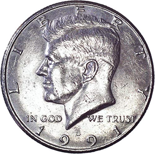 1991 D Кенеди Полдоллара 50 цента На Около необращенном формата на