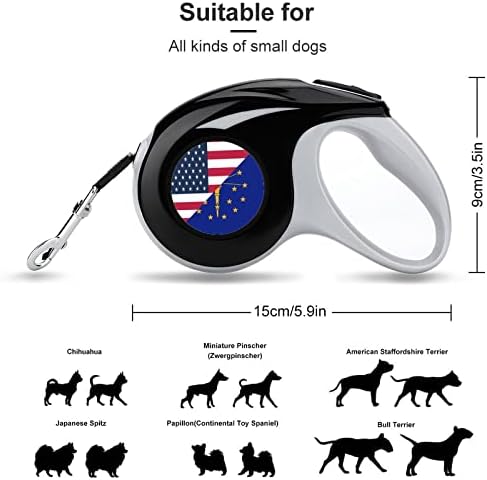 Флаг щати на Америка и Индиана, 10-Подножието на Каишка за разходка, Прибиращи Каишки за Кучета с Плъзгане дръжка, Сладък Модел за Малки Домашни Любимци