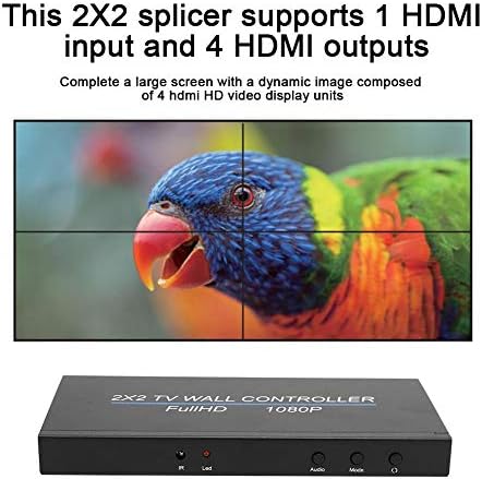 Видеостенный контролер ASHATA 2x2, HDMI-Процесор за обработка на видео изображения, Сращивающий Видеостенный контролер