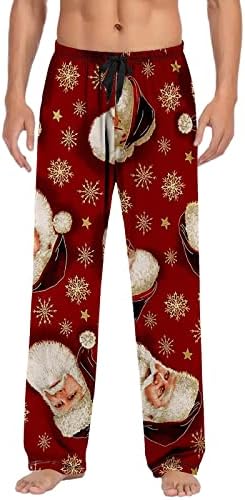 Мъжки Коледни Пижамные Панталони С Висока Талия, Пижами с изображение на Елен, Пижами Голям Размер, Пижамные Панталони С Завязками, Спортни Панталони