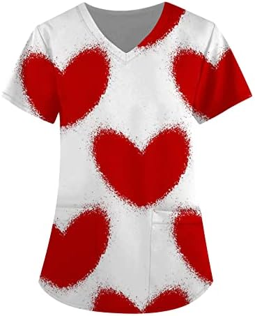 Ризи за Свети Валентин за жени, Дамски Летни Блузи, графични Тениски, Плюс Размер Дрехи Y2k, Удобни Ежедневни Модни блузи с къс ръкав и V-образно деколте, Свободни блуз