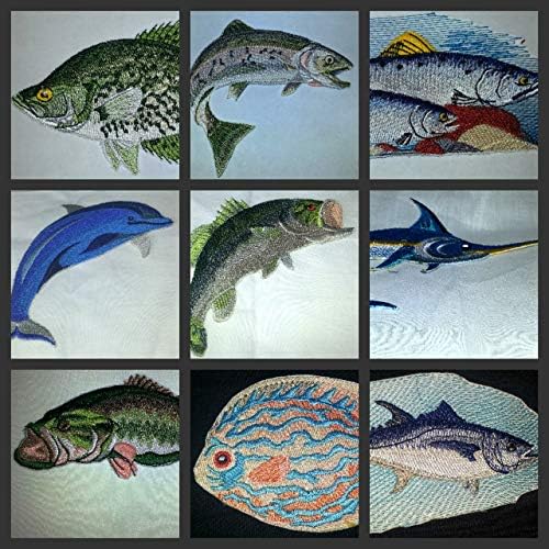 Nature's Bounty Красиви портрети риби по поръчка [лефер], Бродирани желязо нашивке [5 x 2.5] Произведено в САЩ