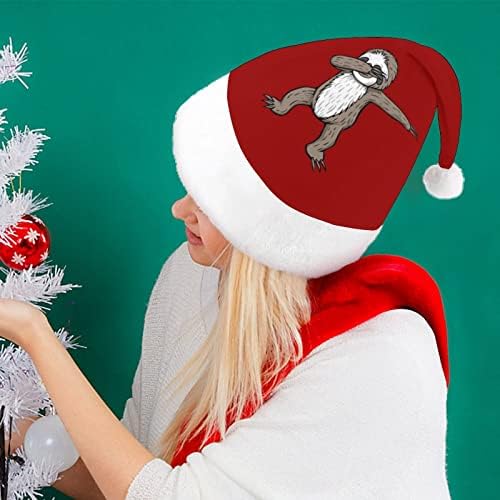 Плюшен коледна шапка ленивца, палави и сладки шапки на Дядо Коледа с плюшени полета и удобна подплата, коледна