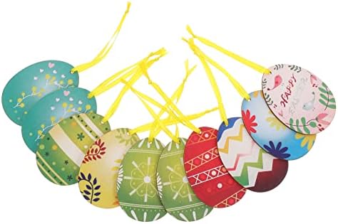 ABOOFAN 10 бр. Дървени Великденски Декорации Дървени Великденски Яйца Мультяшная Окачени Рисувани Яйца Оцветени Дървени