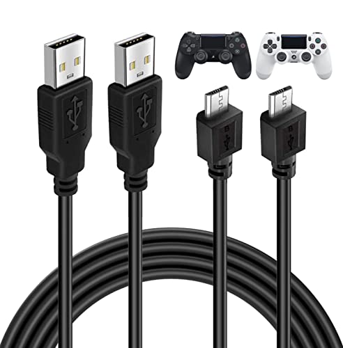 2 Опаковане на 10-фута зарядно кабел за контролер PS4, Удължен кабел за зареждане Micro USB Кабел за синхронизация на