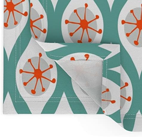 Кърпички от Ленено Futon Платна (комплект от 2 броя) - Модерните Кърпички от бяло, Оранжево, Тюркоаз, Смарагд тъкан средата на века с Дизайн за детска стая от Spoonflower