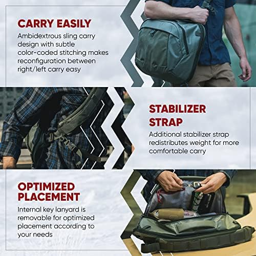 Vertx Keryx Тактическа чанта-прашка през рамо 20Л, Чанта за Пътуване, Работа, Скрито носене (CCW), Тактическо облекло, Хедър