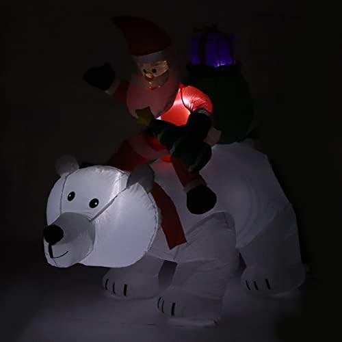 Yosoo Надуваеми Коледна Украса, Полиэстеровое Украса във формата на Мече Дядо Коледа с led Подсветка за Коледното