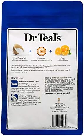 Подаръчен комплект за вана с витамин С и цитрусовой сол Dr. Teal's (4 опаковки по 3 кг всяка) - Блясък на Витамин С и цитрусови