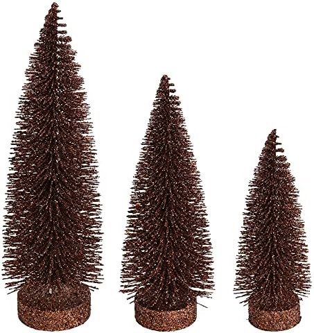 Изкуствено Коледно дърво от Бор с Шоколадов блясък 7-9-11, Комплект от 3 теми - Изкуствена Коледна елха - Сезонен Декор за дома