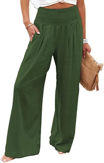 Дамски Ежедневни Панталони палацо GLIENST с широки Штанинами, Свободни Панталони с висока талия и джобове S-XXL