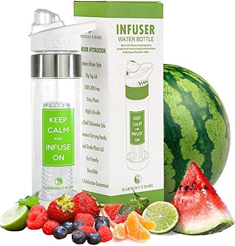 Бутилка за вода Harmony N More Best Fruit Infusion 24 грама Tritan, не съдържа BPA, В КОМПЛЕКТ С НАШАТА СИЛИКОНОВАТА ЧЕТКА ЗА