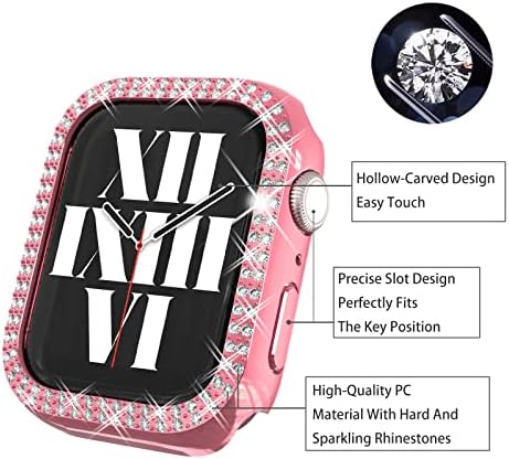 Броня Fullife от 6 теми с украса във вид на кристали и пайети, калъф за Apple Watch Серия 6 5 4 SE, лъскава рамка за iWatch, за жени или момичета (40 мм, черно /сребристо/розово-златист/?