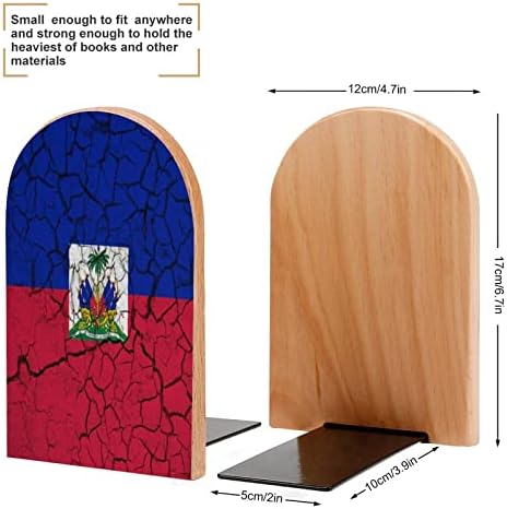 Ретро Знаме на Хаити, Големи Дървени Bookends за книги, Модерна Декоративна лавица за книги, Портретно корк,