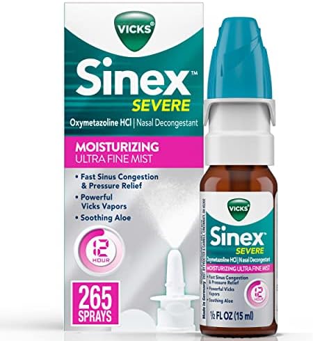 Vicks Sinex ТЕЖЪК спрей за нос, ултра-Хидратиращ мъгла с Алое, Противоотечное средство за Улесняване на запушване на носа