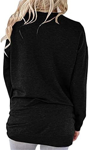 Andongnywell/ Дамски Блузи с дълъг ръкав и писмото принтом под формата на Дъга, Тениска с кръгло деколте и принтом на Дъгата (черно 4, XX-Large)