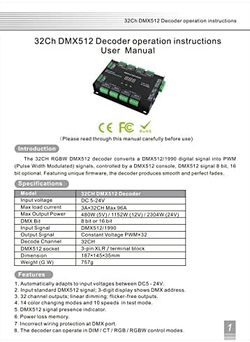 32 Канал 96A RGBW DMX 512 led Декодер Контролер DMX-Слаби DC5-24V RGBW RGB Led Светлина 8 Бита/16 Bit