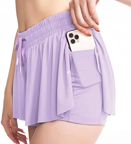 Спортни къси панталони American Trends 2 в 1 за жените, Струящиеся Спортни шорти за Бягане с джобове на лигавицата