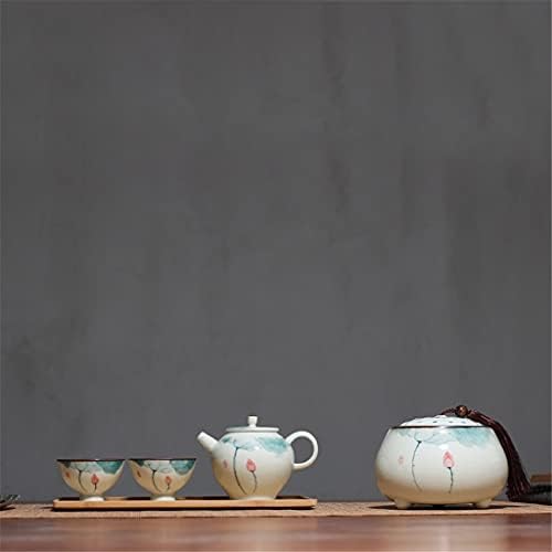 GPPZM Керамични Чай с ръчно рисувани във формата на Лотос, 1 Гърне, 2 чаши, 150 мл, Чайници Кунг-фу, Порцеланови чаши (Цвят: