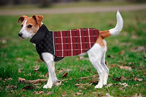 Топло яке за кучета, Обръщане на Карирани жилетка за кучета в британския Стил, Ветрозащитная Зимно яке за кучета Малки Средни и Големи размери (2XL (силует: 27,5-31,5 Дълж?