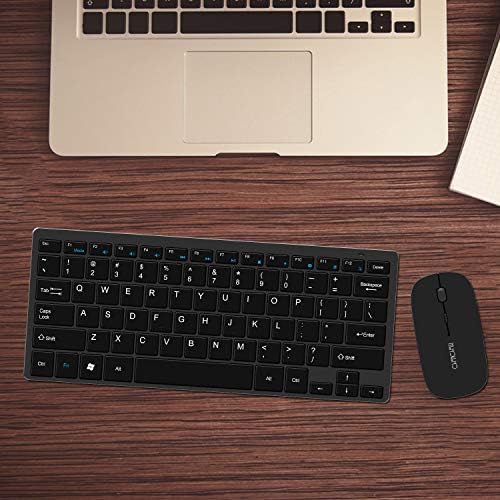 Безжична Клавиатура Мишка Combo 2.4 G е Съвместим с вашия компютър Dell Windows xp/7/8/10 Linux Android и Mac OS Mini Compact USB Жичен 60% Ультратонкая Малка Клавиатура и Мишка Безжични Черен Цвят