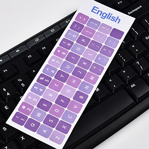 Универсални Етикети на английска Клавиатура, 2 ЕЛЕМЕНТА Замяна Стикер с Букви на английската Клавиатура На Purple фон, с Бял Надпис за Компютърна Игра на клавиатурата