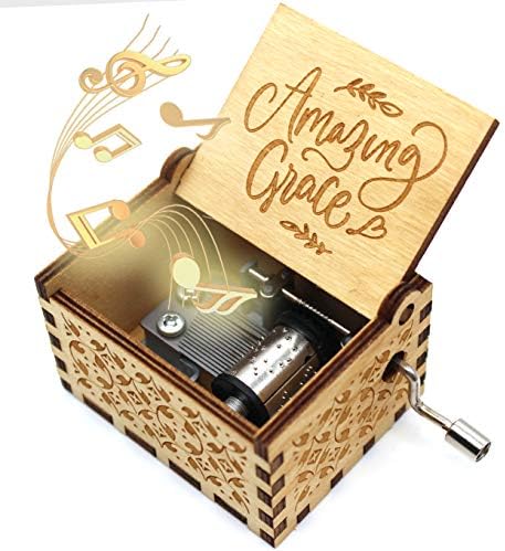 Дървена музикална ковчег ukebobo – Музикална ковчег Amazing Grace Music, Подаръци за Кръщене, подаръци Вяра,