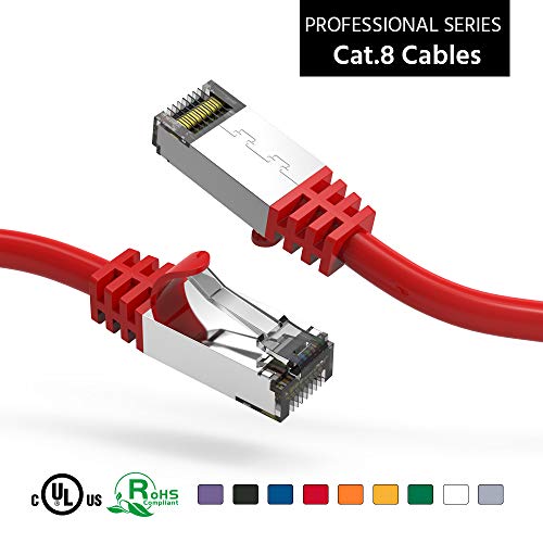 Beszin [50 Микрона Златно покритие на мрежата Ethernet кабел с екраниран 0,5 Метра Котка.8 S / FTP Червен 26AWG