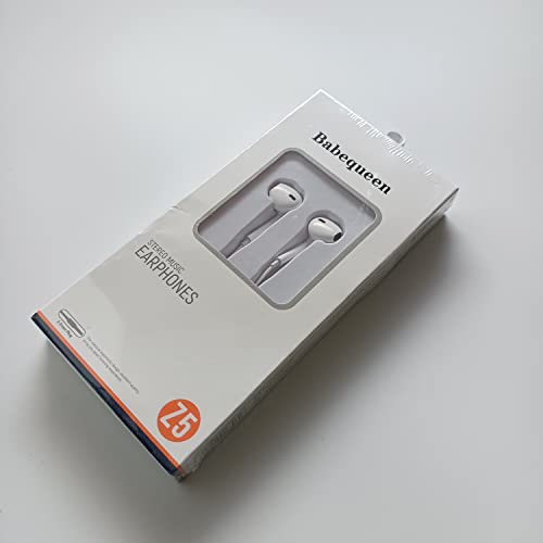 Babequeen - Слушалки, Кабел слушалки с микрофон, Силен бас и кристално чист звук, 3.5 мм жак за слушалки за iPhone