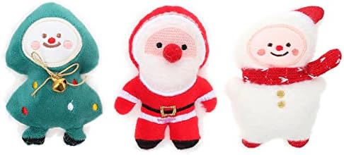 Ipetboom Santa Toys 3шт Коледни Плюшени Играчки за котки Снежен Дядо коледа Коледна Елха Куче Играчка Плюшен Домашен