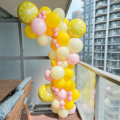 Пастельно-Жълт Венец От Балони Комплект 127 бр. Арка от балони с Лимон За детската душа, Лимонада, вечерни, важното е украса