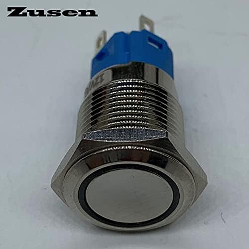 Пръстен Zusen 16 мм 1NO1NC с подсветка За миг нулиране, Бутон превключвател за включване/ изключване - (Цвят: син,