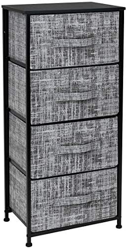 Нощни скрин Sorbus с 4 чекмеджета - малка странична масичка и Скрин за дрехи, Аксесоари за Спалня, офис, колеж Общежития, Стоманена рамка, Дървена маса, Удобни Тъканни ку