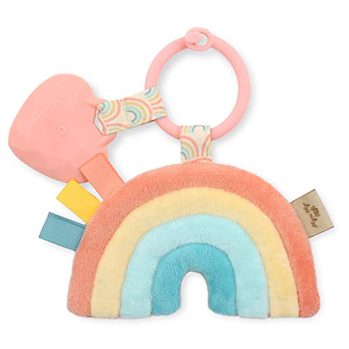 Детска играчка, и прорезыватель Itzy Ritzy Itzy Pal; С хубав шуршащим звук, текстурированными панделки и силиконово прорезывателем Rainbow