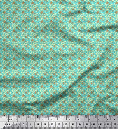 Памучен трикотажная плат Soimoi на точки, с swirls и цветисти принтом, плат за ризи ширина 58 см