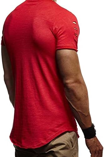 Мъжки Хип-Хоп Разкъсно Тренировочная Тениска С Къс Ръкав Muscle Gym Спортна Тениска За Бодибилдинг С Унищожени Дупки Пуловер Топ
