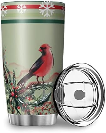 Red Кардиналите Bird Чаша От Неръждаема Стомана Пътна Чаша с Вакуумна Изолация и Капак Кафеена Чаша бяло 20 грама