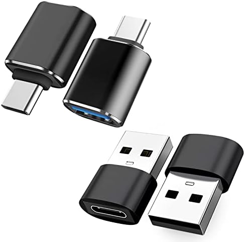 Адаптер jaroco C USB Male to Female USB (2 опаковки) и адаптер USB Male to USB C Female (2 опаковки) Поддържат сверхскоростную пренос на данни и бърза упражнения, черен