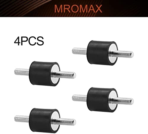 MroMax 4шт 0,79 x 0,79 (DxL) Цилиндричен Амортисьор с Фиби M6 x 16 мм, Външна Резба Гумени Крепежни Виброизолатори