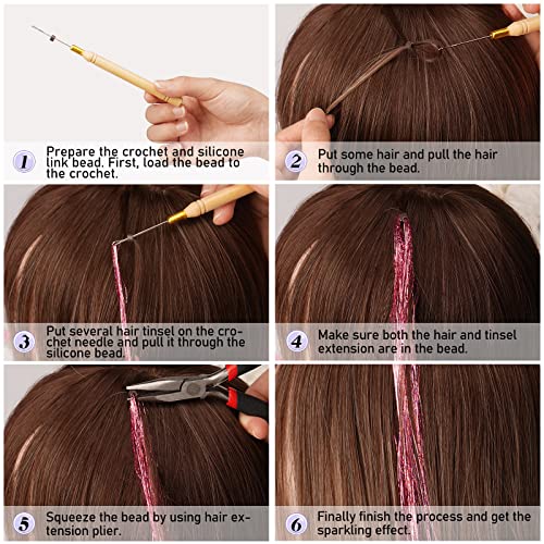 Набор от Мишуры за коса с инструмент 3600 Направления на Чудесата Сърма За Коса Термостойкая Задължителен 16 Цвята