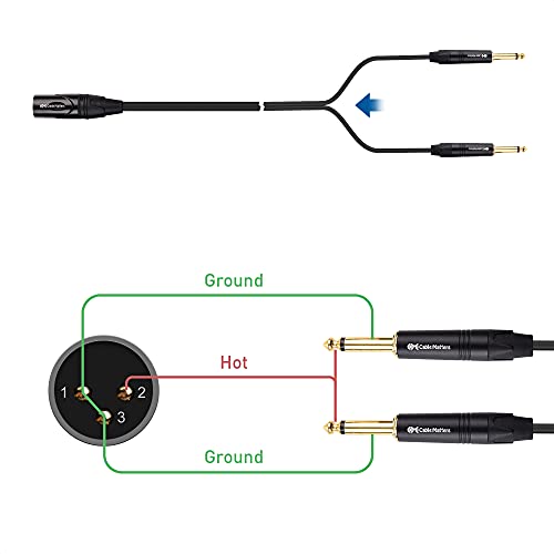 Кабел Има значение Двоен кабел-сплитер стереозвука 1/4 инча на XLR 6,6 фута /2 m (адаптер-сплитер XLR в 6,35 мм) цвят черен