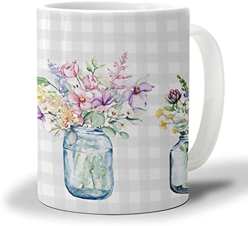 Керамична Чаша за кафе / Вода / Чай OComster 12 Унции, Пролетно Порцеланова Чаша с Цветен Модел и Идея за подарък